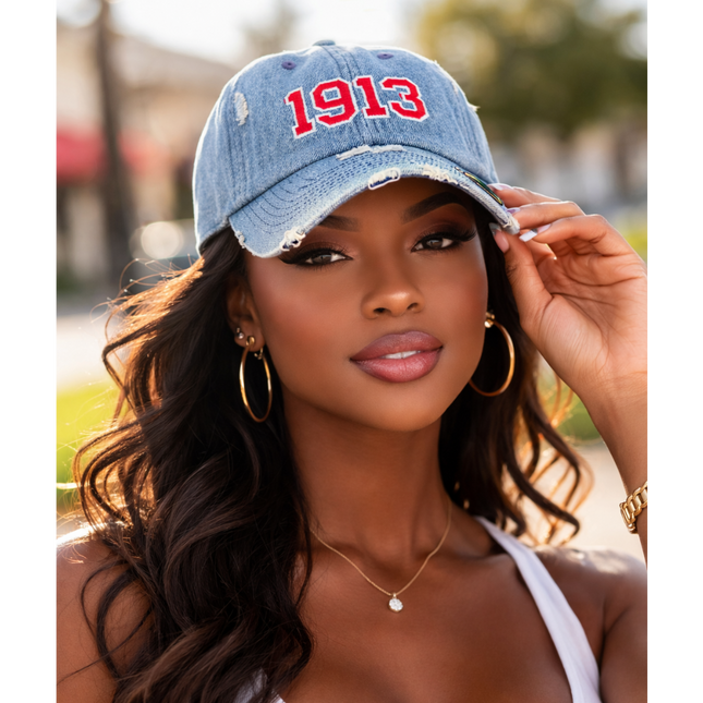 Delta Sigma Theta 1913 Embroidered Denim Cap