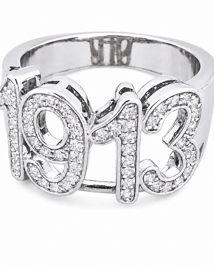 Delta Sigma Theta 1913 silver ring with clear stones