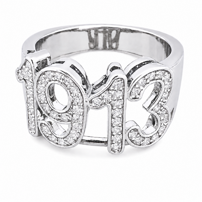 Delta Sigma Theta 1913 silver ring with clear stones